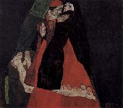 Egon Schiele Kardinal und Nonne oder Die Liebkosung oil on canvas